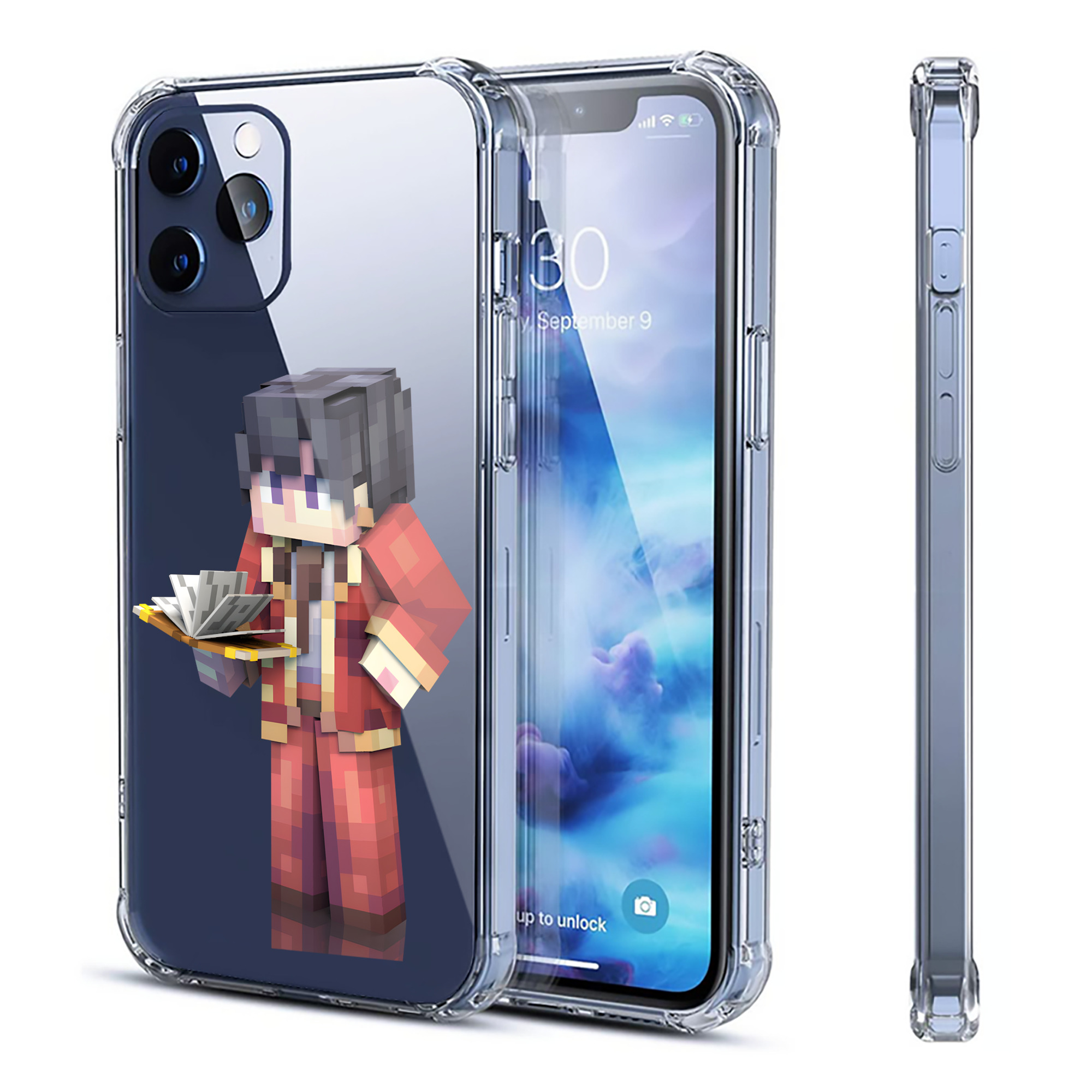 （画像用） マインクラフト ブロックの世界 Minecraft MC Block world 【iPhone 12シリーズ対応】透明スマホケース（クリアソフトケース）